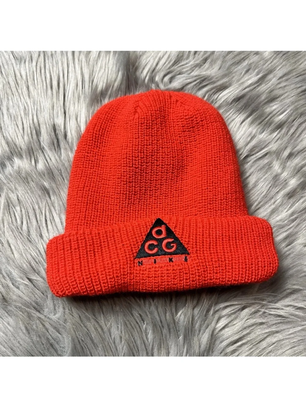 Nike ACG Orange Knit Beanie One Size Wool Blend
